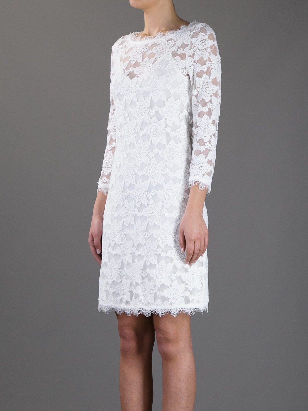 Rebecca taylor Lace Shift Dress in White | Lyst
