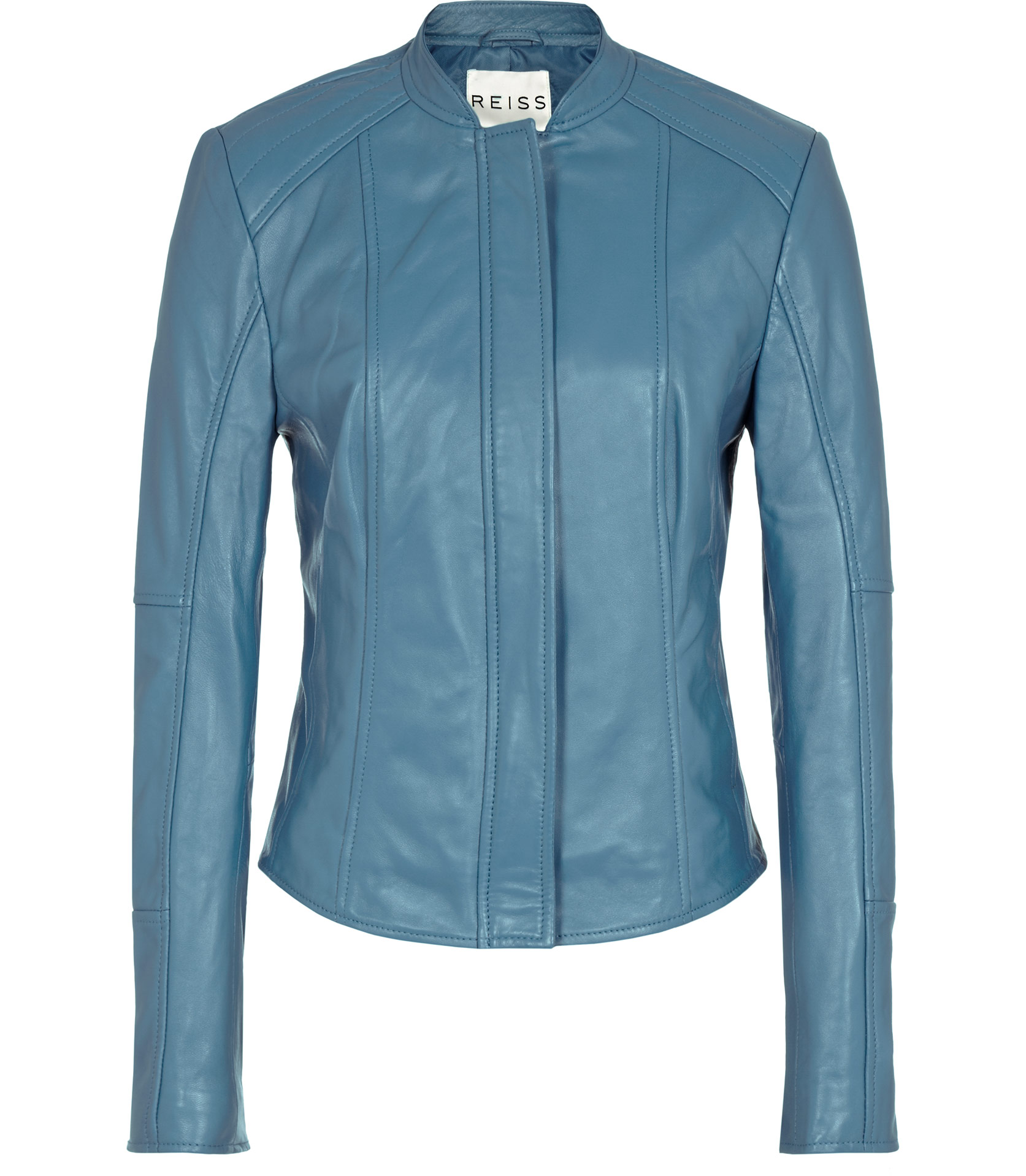 Reiss Soho Fitted Leather Jacket Cornflower Blue - Lyst