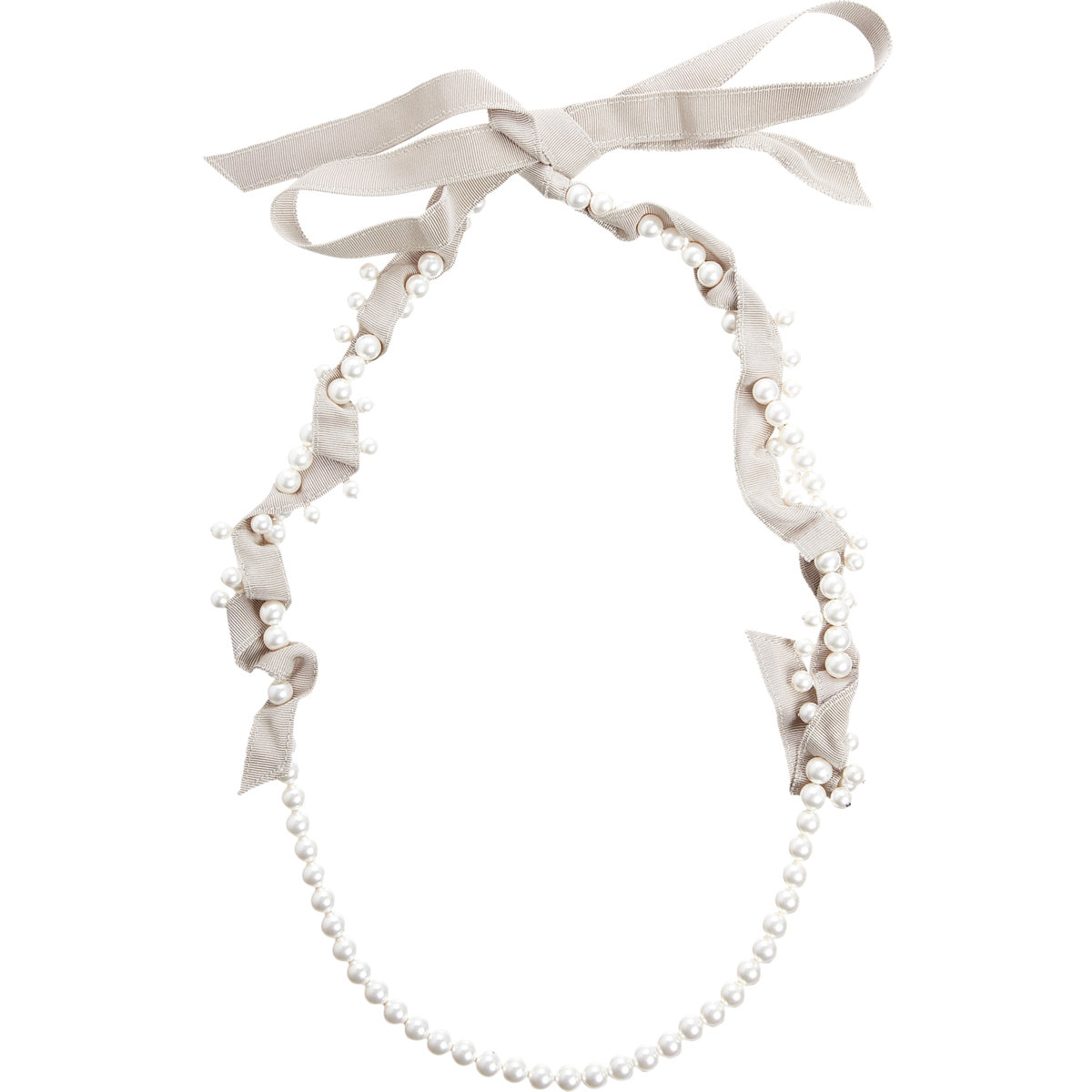 Lanvin Pearl Grosgrain Ribbon Long Ellipse Necklace in White (pearl) | Lyst