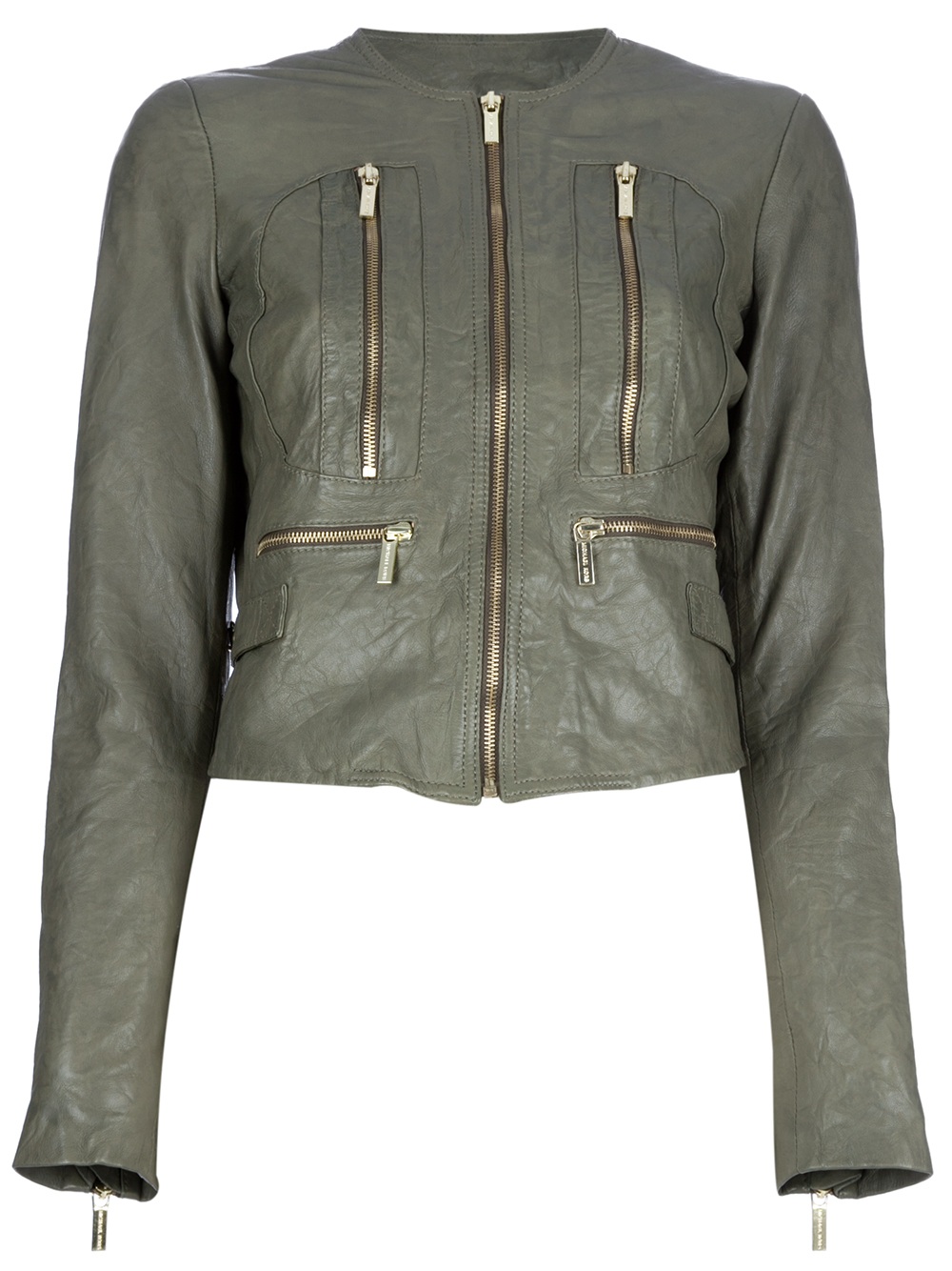 Michael Michael Kors Leather Jacket in Green | Lyst
