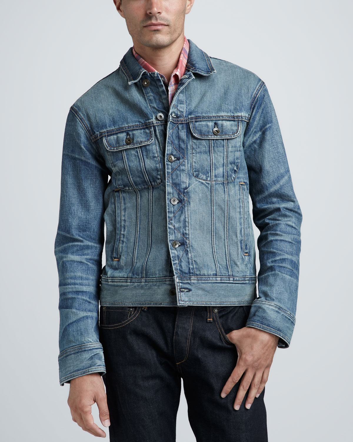 medium wash denim jacket mens