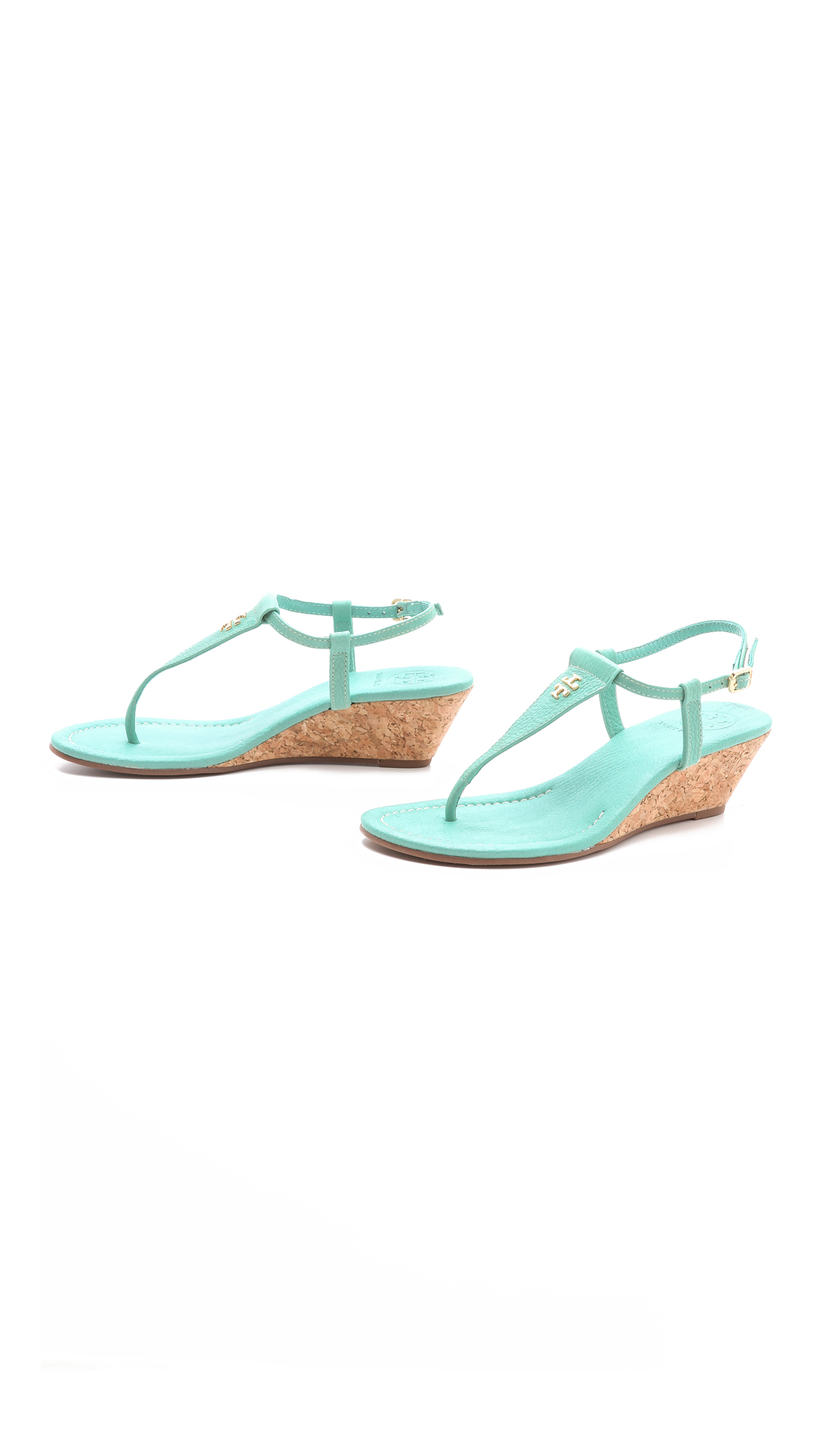 Tory Burch Britton Wedge Thong Sandals in Mint (Green) - Lyst