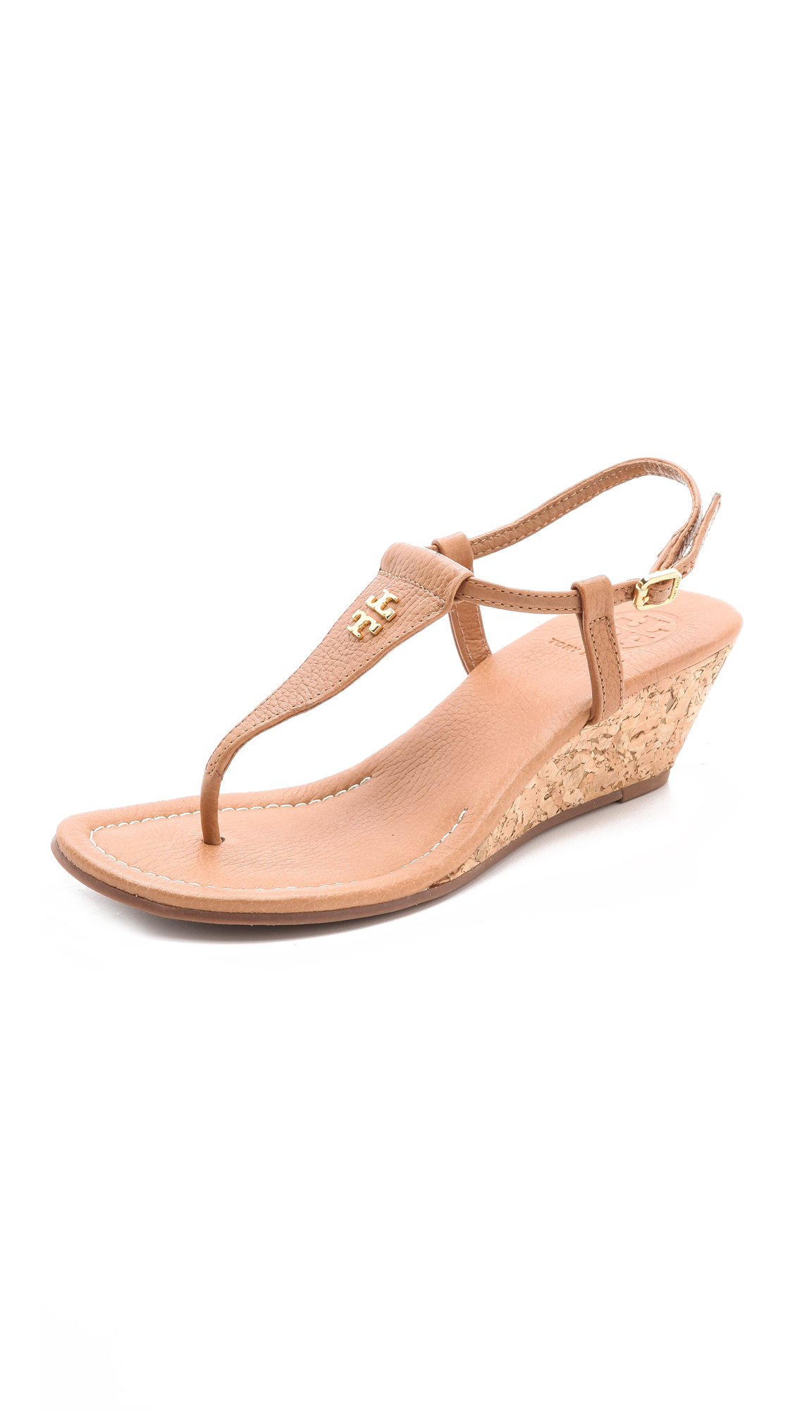 Tory Burch Britton Wedge Thong Sandals in Brown | Lyst
