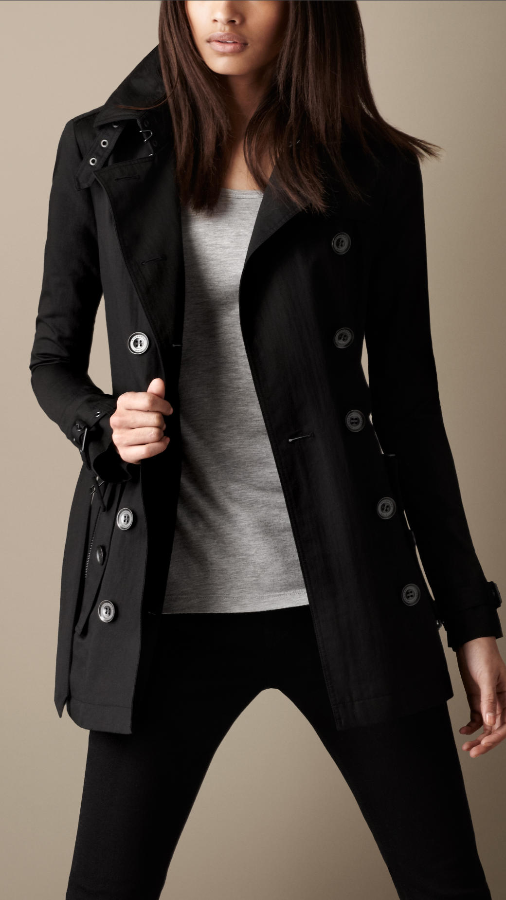 Burberry Brit Short Technical Cotton Trench Coat in Black | Lyst