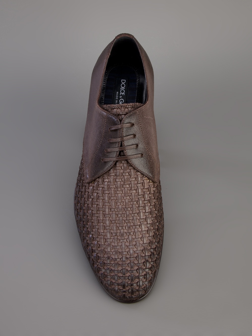 Dolce &amp; Gabbana Basket Weave Lace Up Shoe in Brown for Men