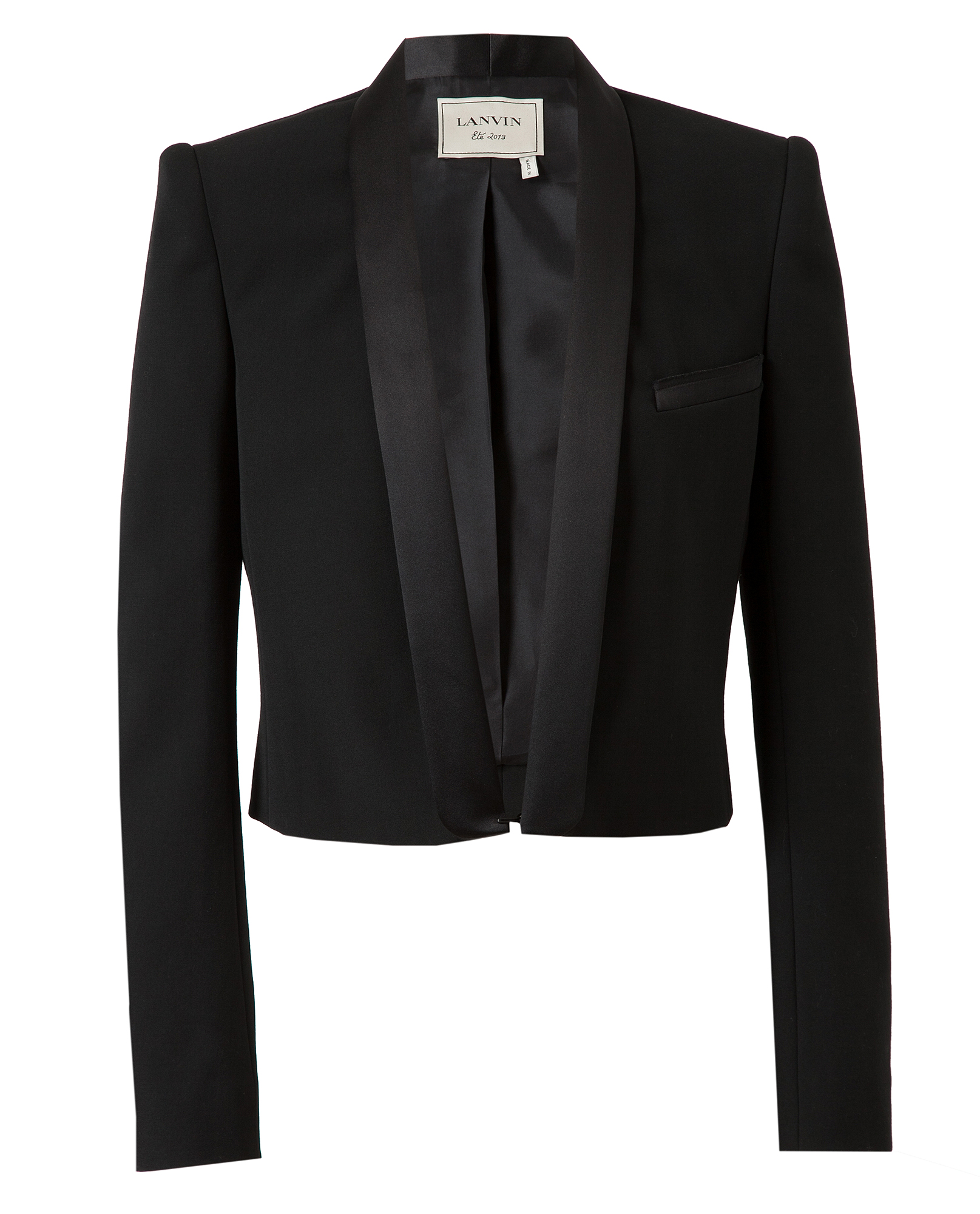 Lanvin Cropped Wool Tuxedo Jacket in Black | Lyst