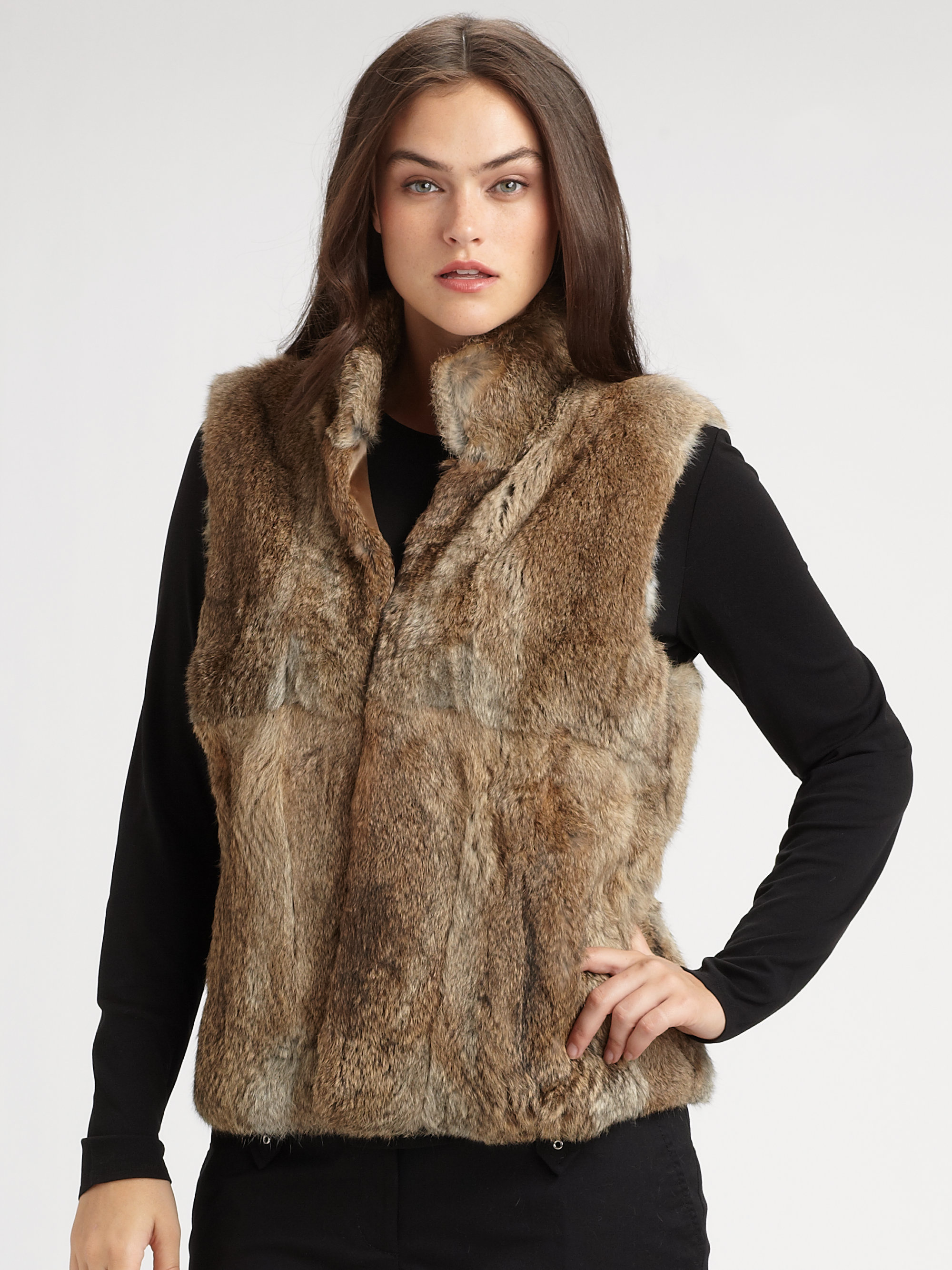 Lyst Michael Michael Kors Rabbit Fur Vest in Brown