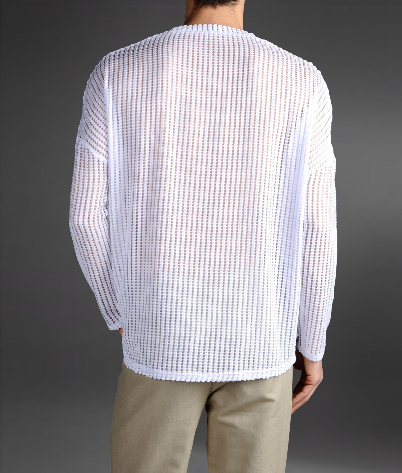 Emporio Armani Origami Effect Mesh Sweater in White for Men | Lyst