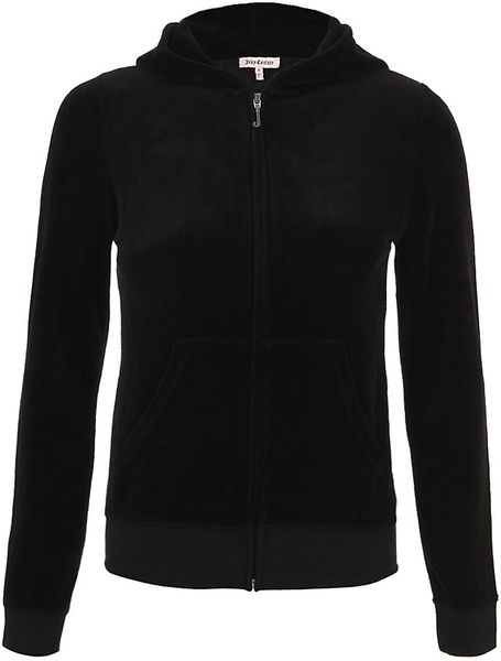 Juicy Couture Velour Logo Hooded Sweatshirt in Black (silver) | Lyst