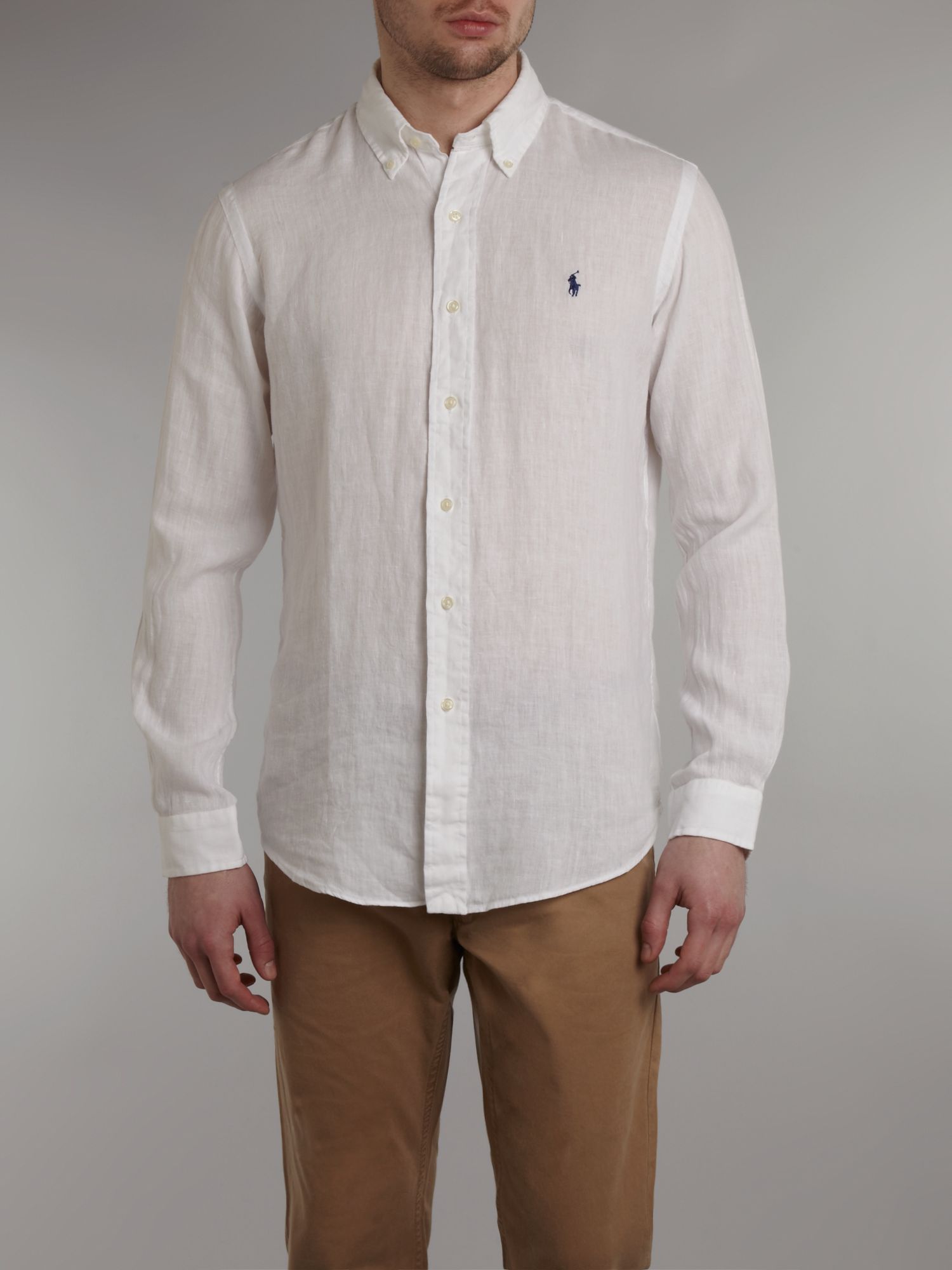 Polo ralph lauren Linen Button Down Shirt in White for Men | Lyst