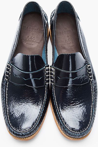 Ndc Navy Patent Leather Bachelor Luxor Penny Loafers in Blue for Men ...