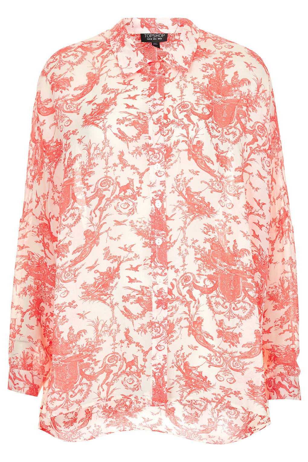 Topshop Oversize Toile Print Shirt in Pink | Lyst