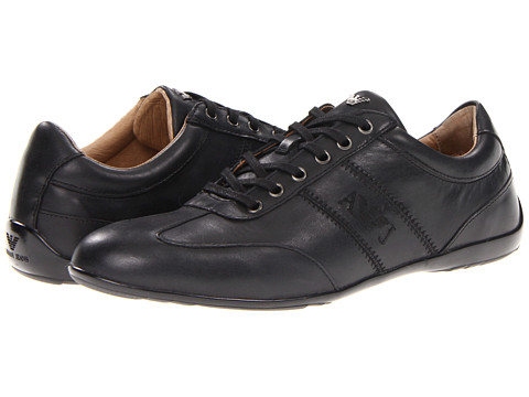 armani black leather trainers - 55% OFF 