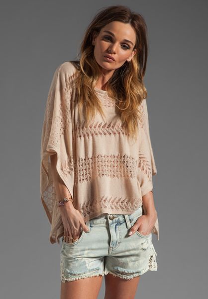 Autumn Cashmere Pointelle Stitched Poncho in Biscotti in Brown (beige ...