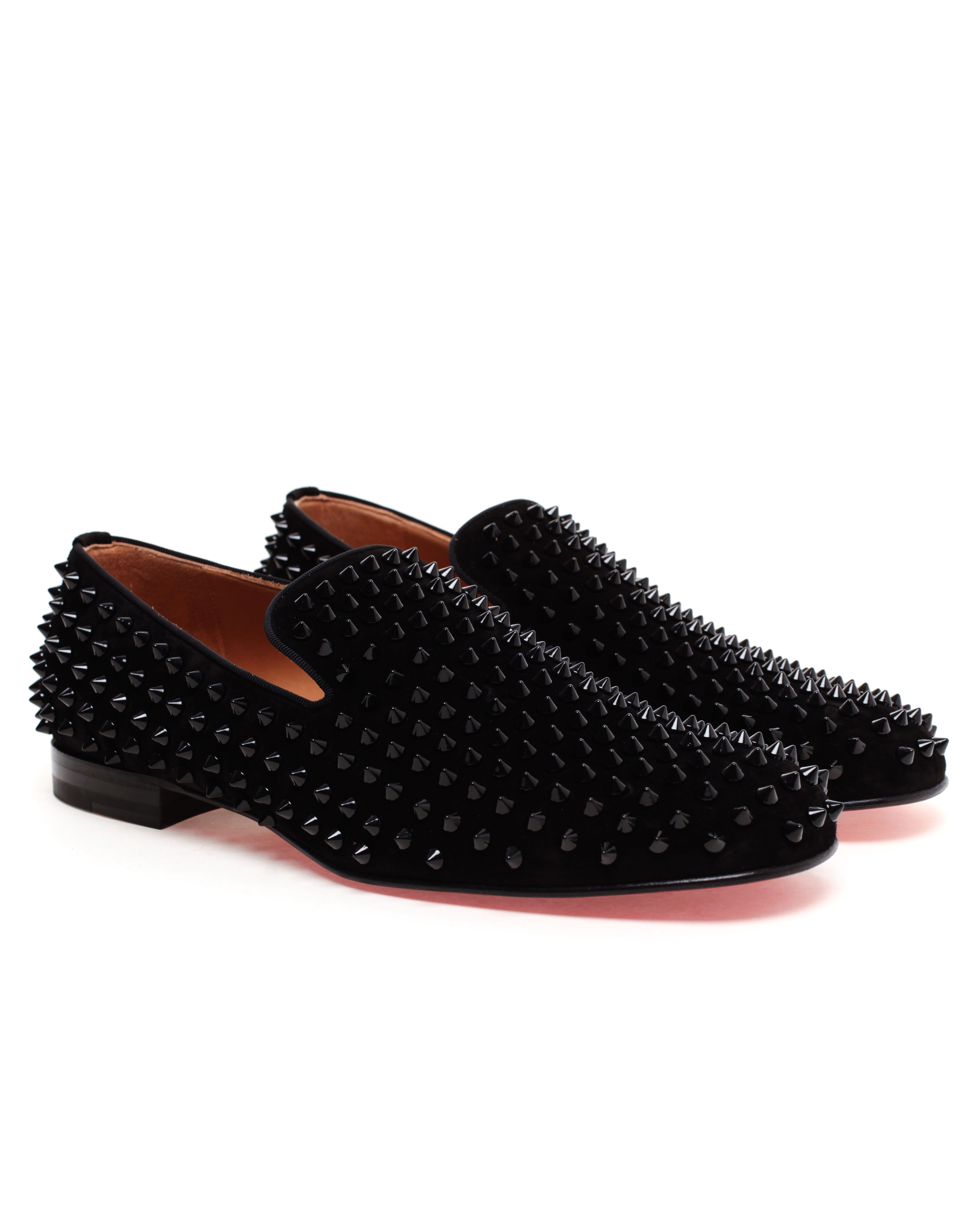 Christian louboutin Dandelion Spike-embellished Loafers in Black for ...