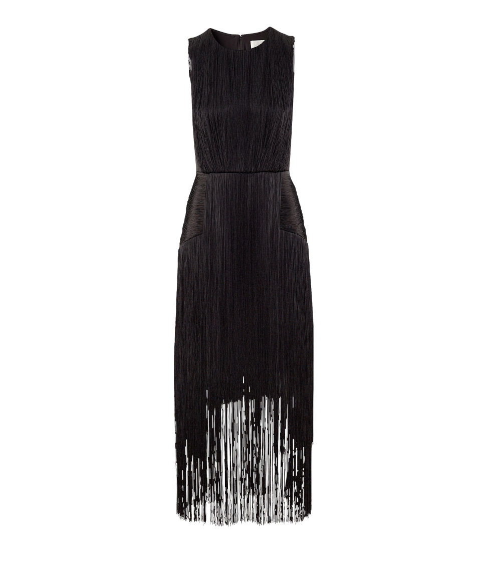 H&M Fringed Dress in Black | Lyst