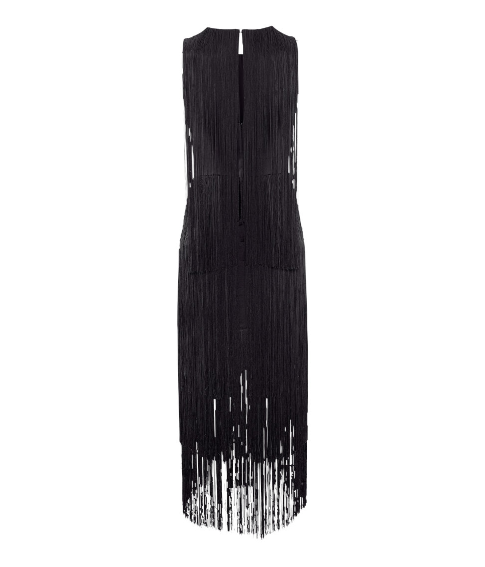 H&M Fringed Dress in Black | Lyst