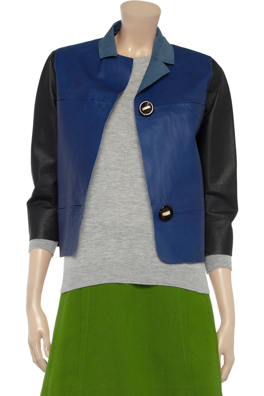 Marni ColorBlock Leather Jacket in Blue Lyst