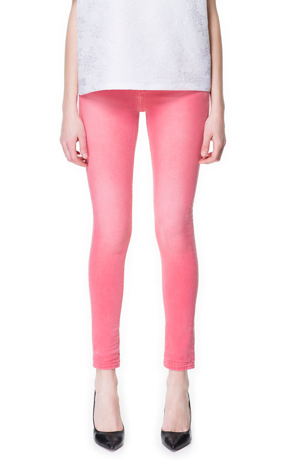 Zara Colored Jeans in Pink (coral pink) Lyst
