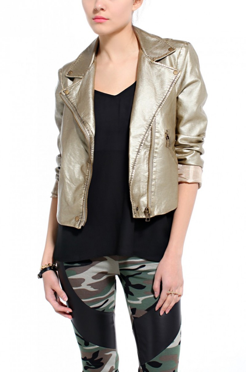 Lyst Akira Black Label Metallic Moto Jacket in Gold in Metallic