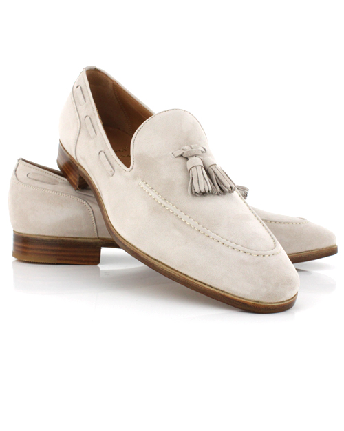 beige backless loafers