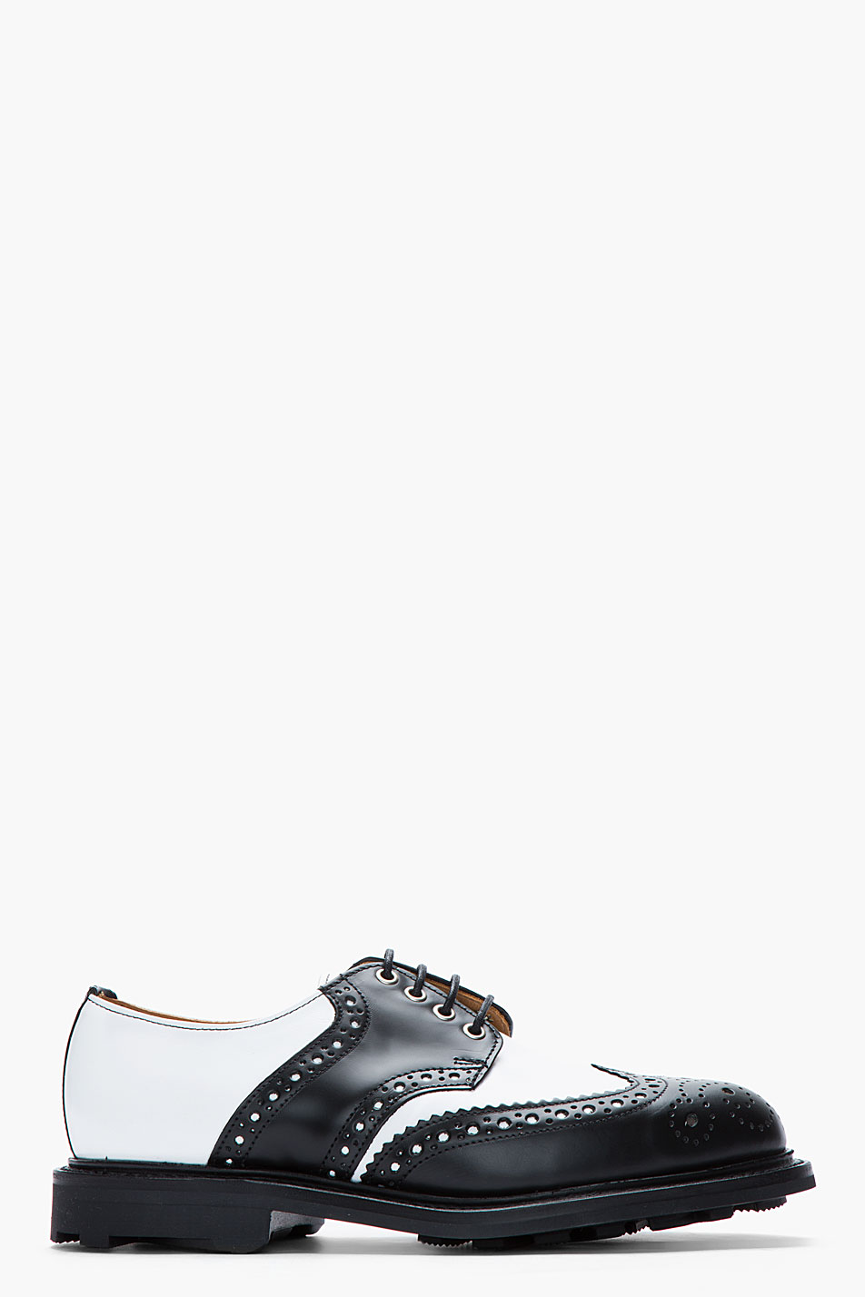 Mark McNairy New Amsterdam Black White Saddle Wingtip Brogues for 