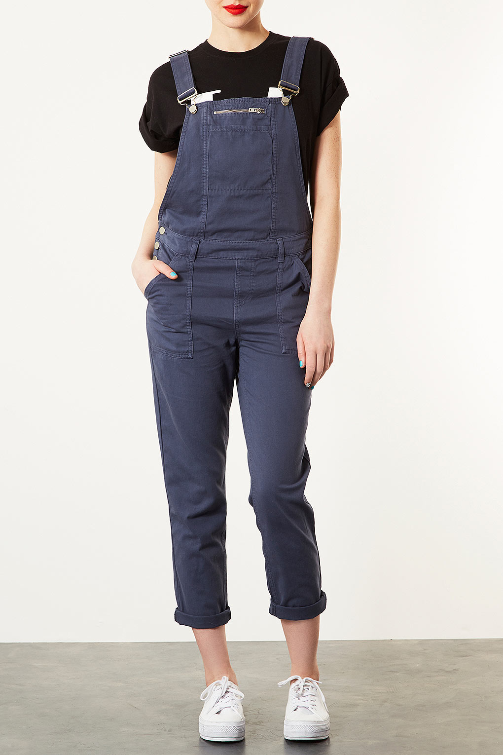Navy Washed Dungaree Jumpsuit in Navy Blue (Blue) Lyst