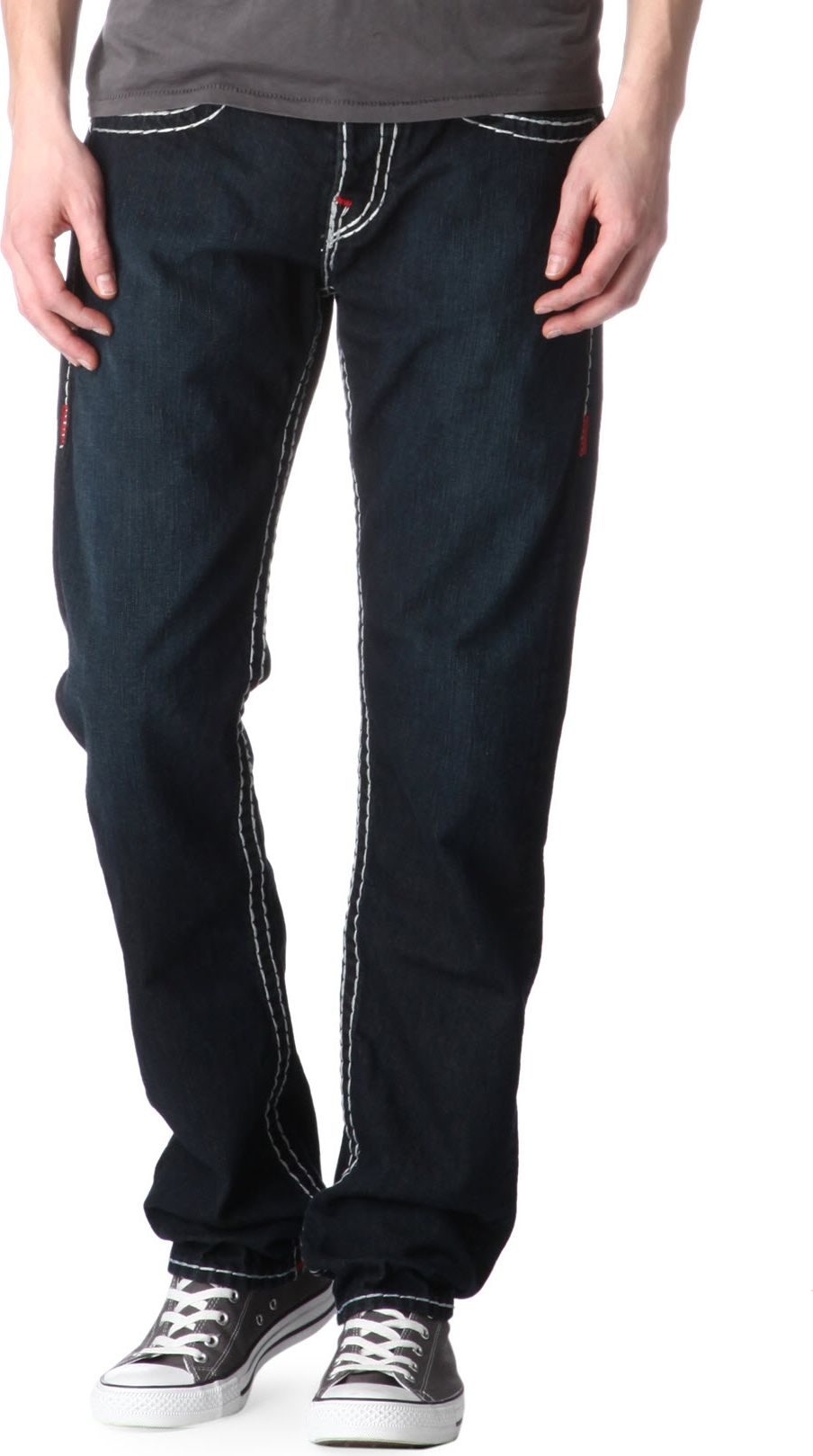 True Religion Ricky Super T Regularfit Straight Jeans in Red (Black