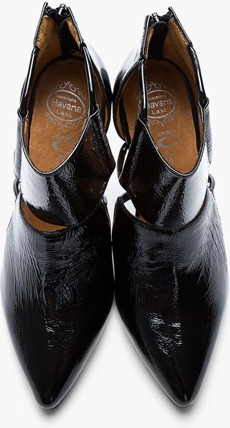 Jeffrey Campbell Black Patent Cutout Trompe Loeil Boots in Black | Lyst