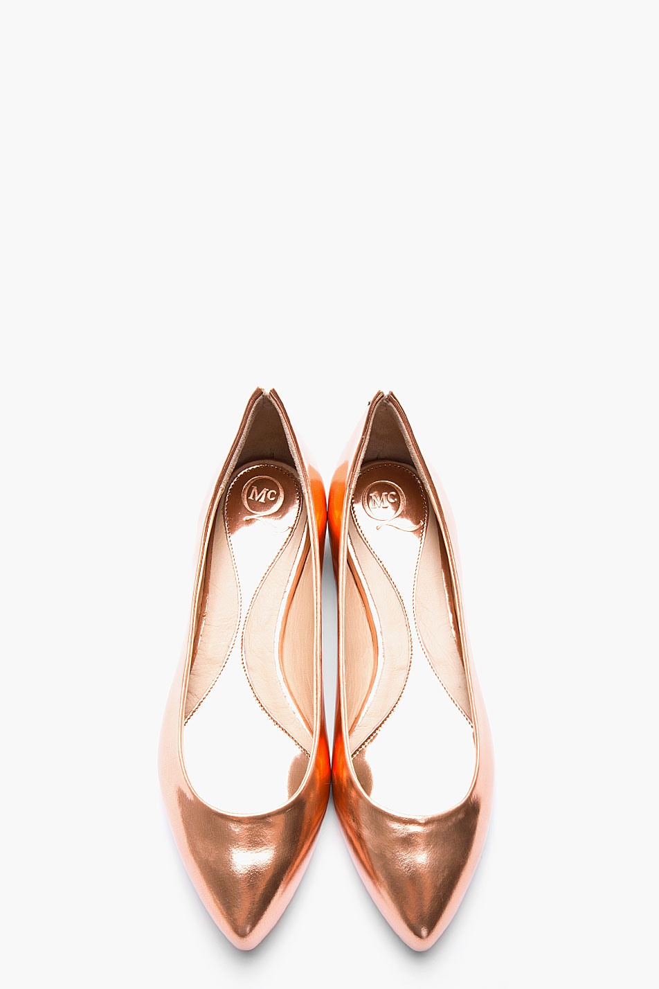 rose gold pointed flats