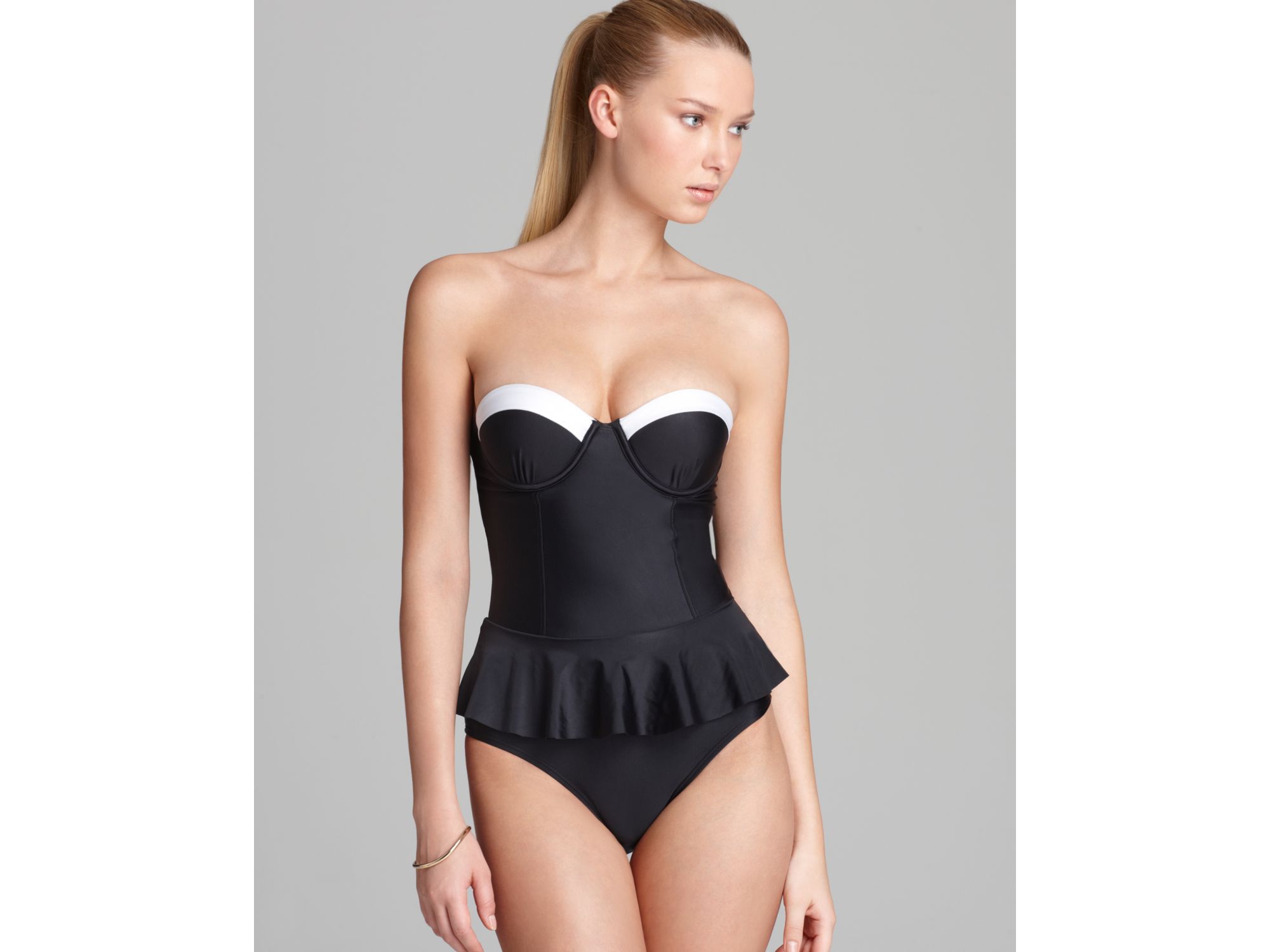 white peplum swimsuit