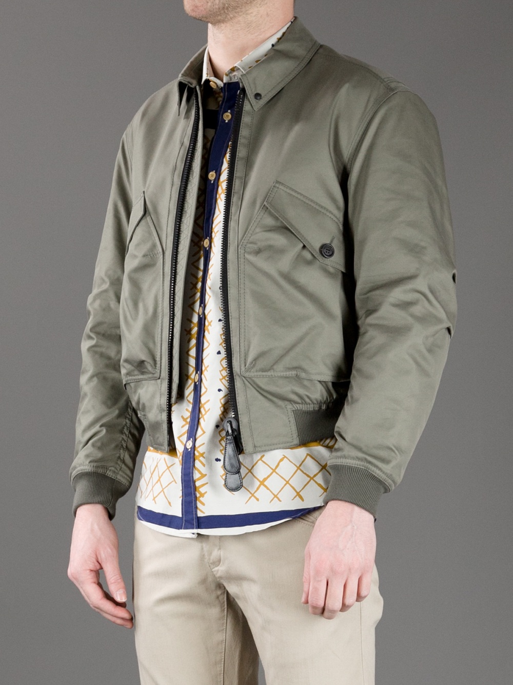 Burberry Prorsum Bomber Jacket in Olive (Natural) for Men - Lyst