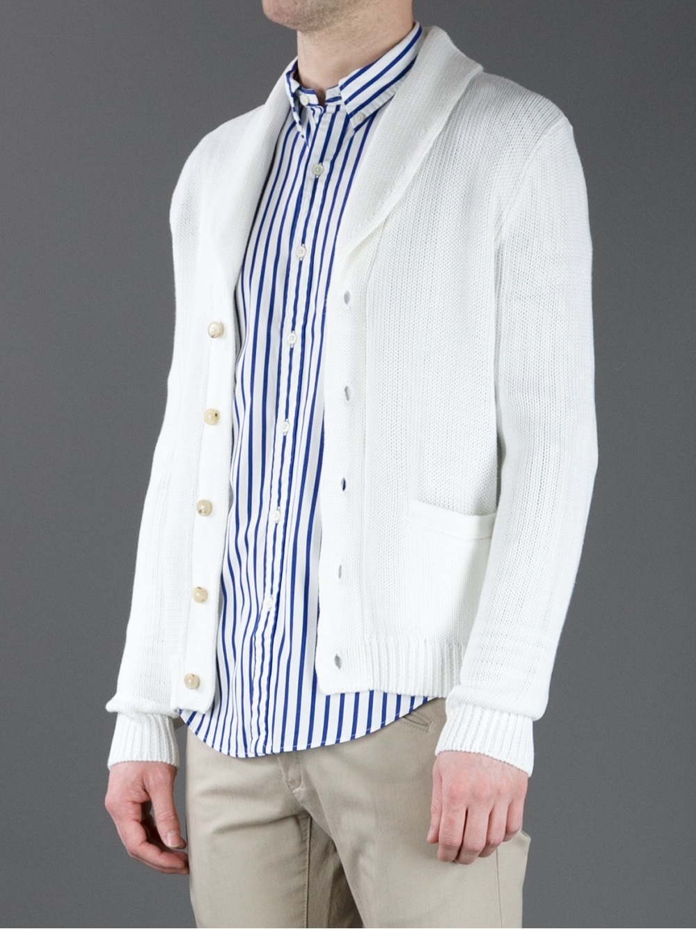 Polo Ralph Lauren Shawl Collar Cardigan in White for Men - Lyst