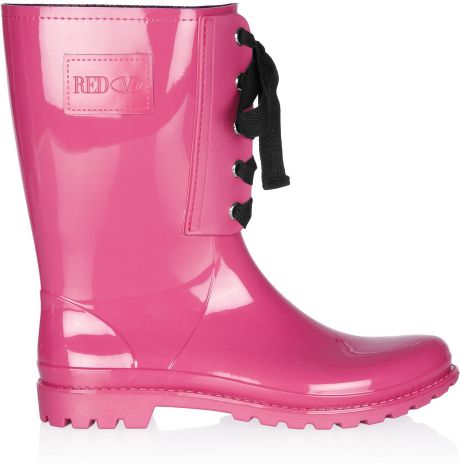 Red Valentino Laceup Rubber Rain Boots in Pink (fuchsia) | Lyst