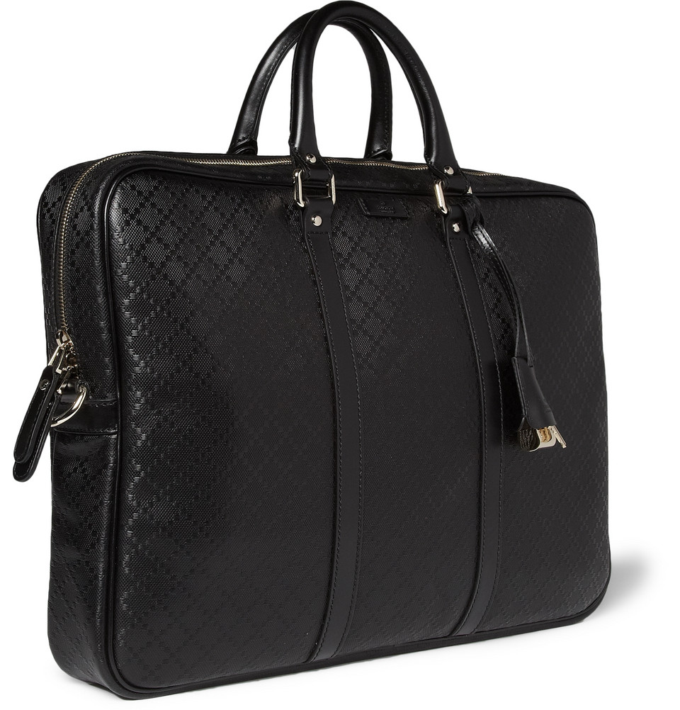 Lyst Gucci Diamondembossed Leather Briefcase in Black for Men