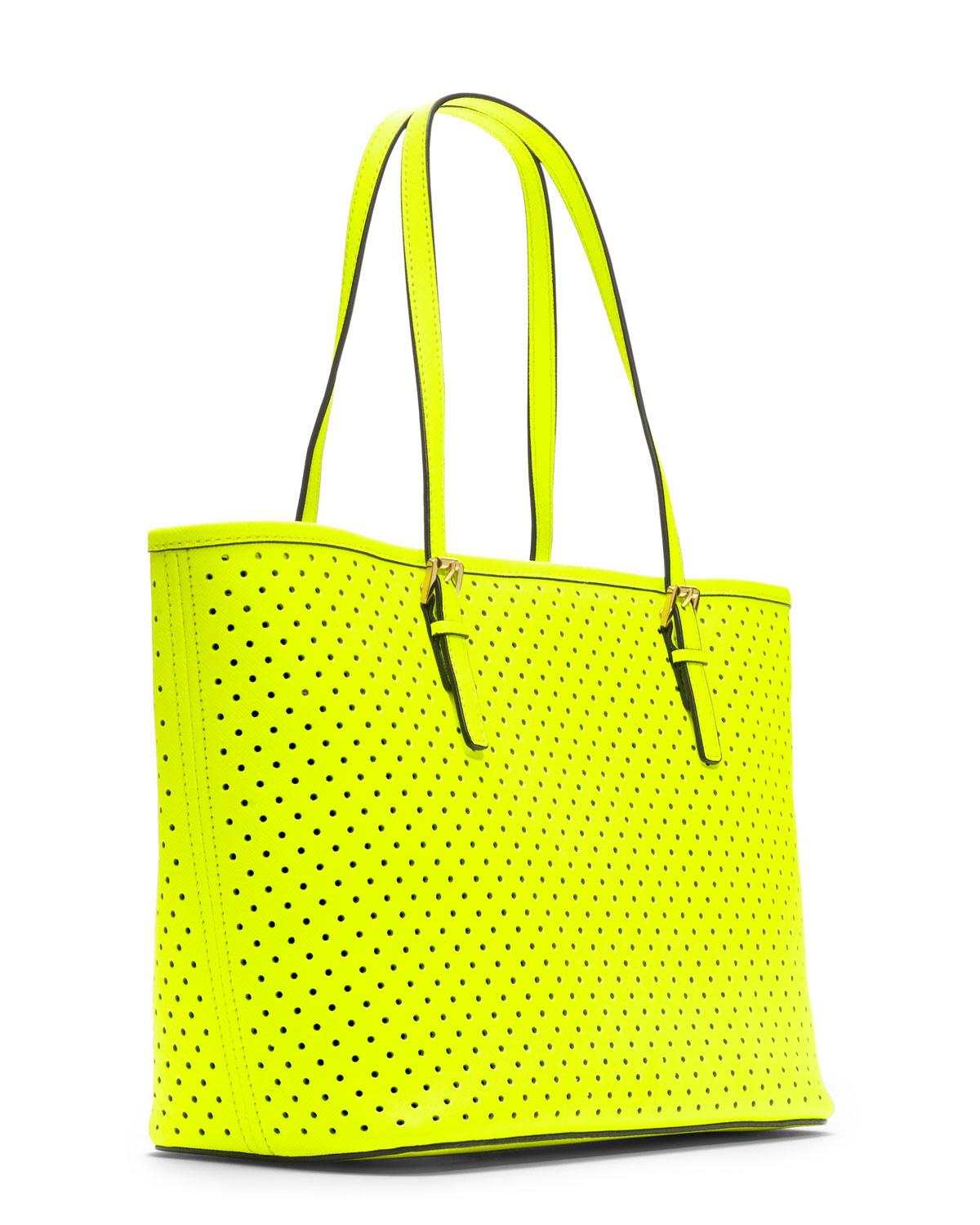 Michael Kors Small Jet Set Perforated Travel Tote in Yellow - Lyst