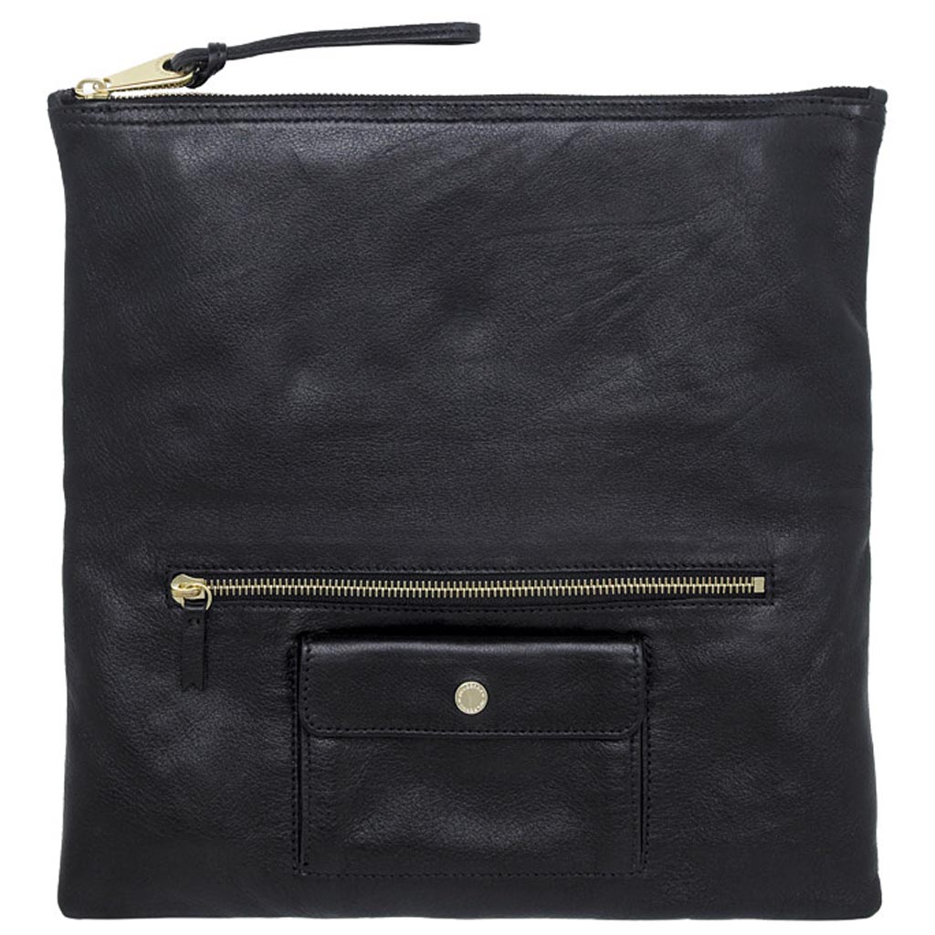 Mulberry Black Leather Daria Fold Over Clutch at 1stDibs