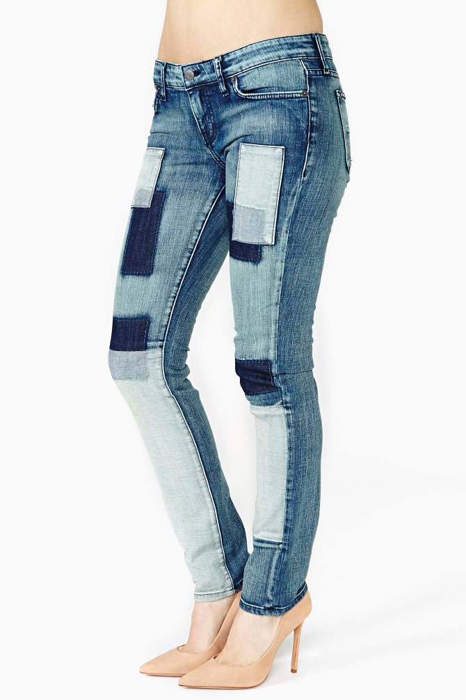 Nasty Gal Patchwork Skinny Jeans in Blue - Lyst