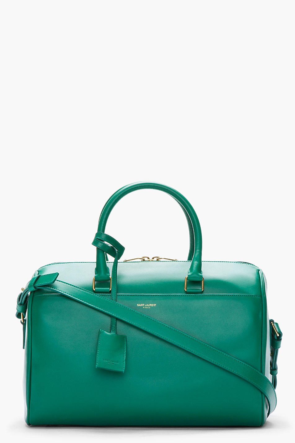 green leather duffle bolsa