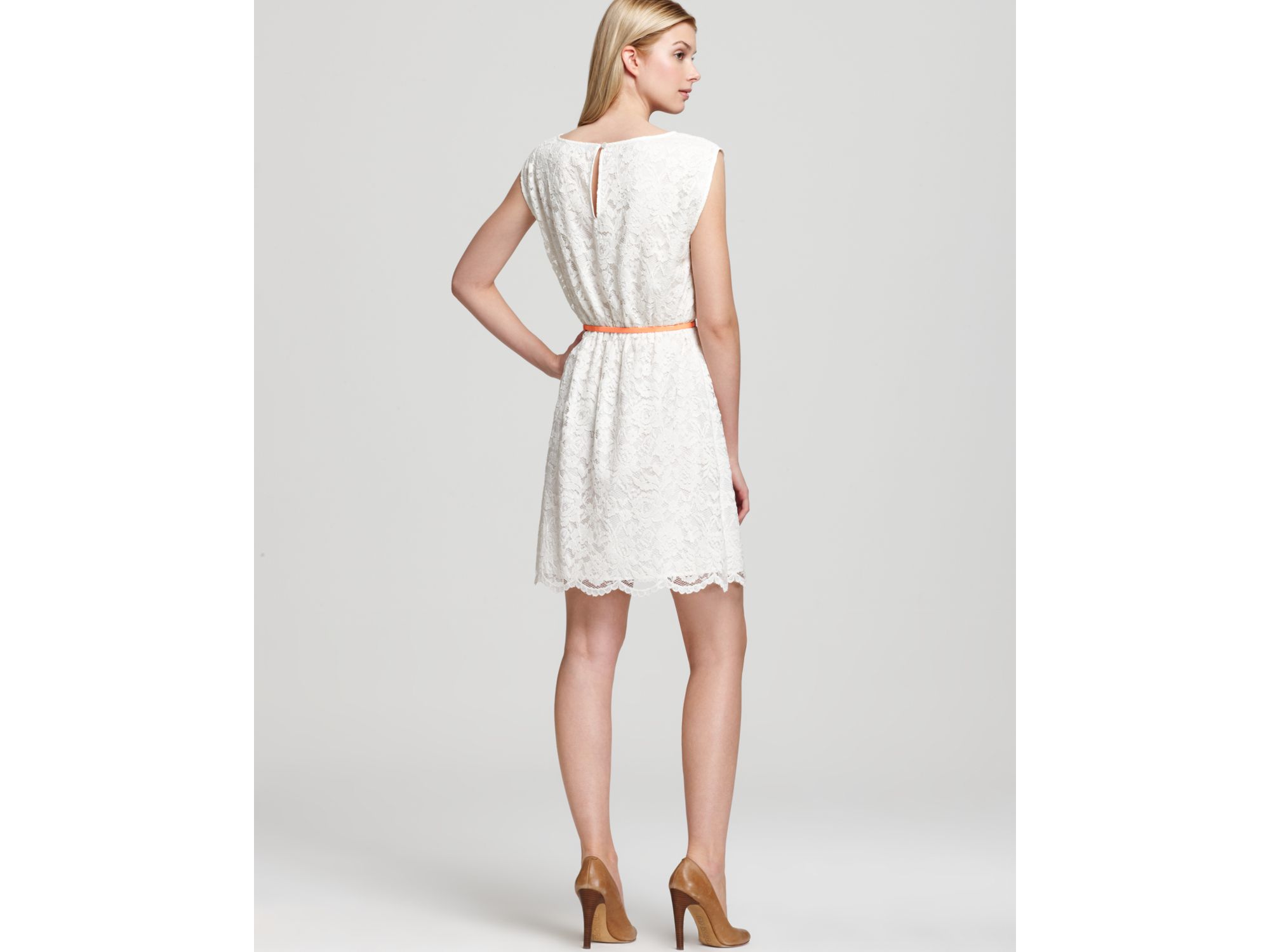 Cream Lace Dress with Belt