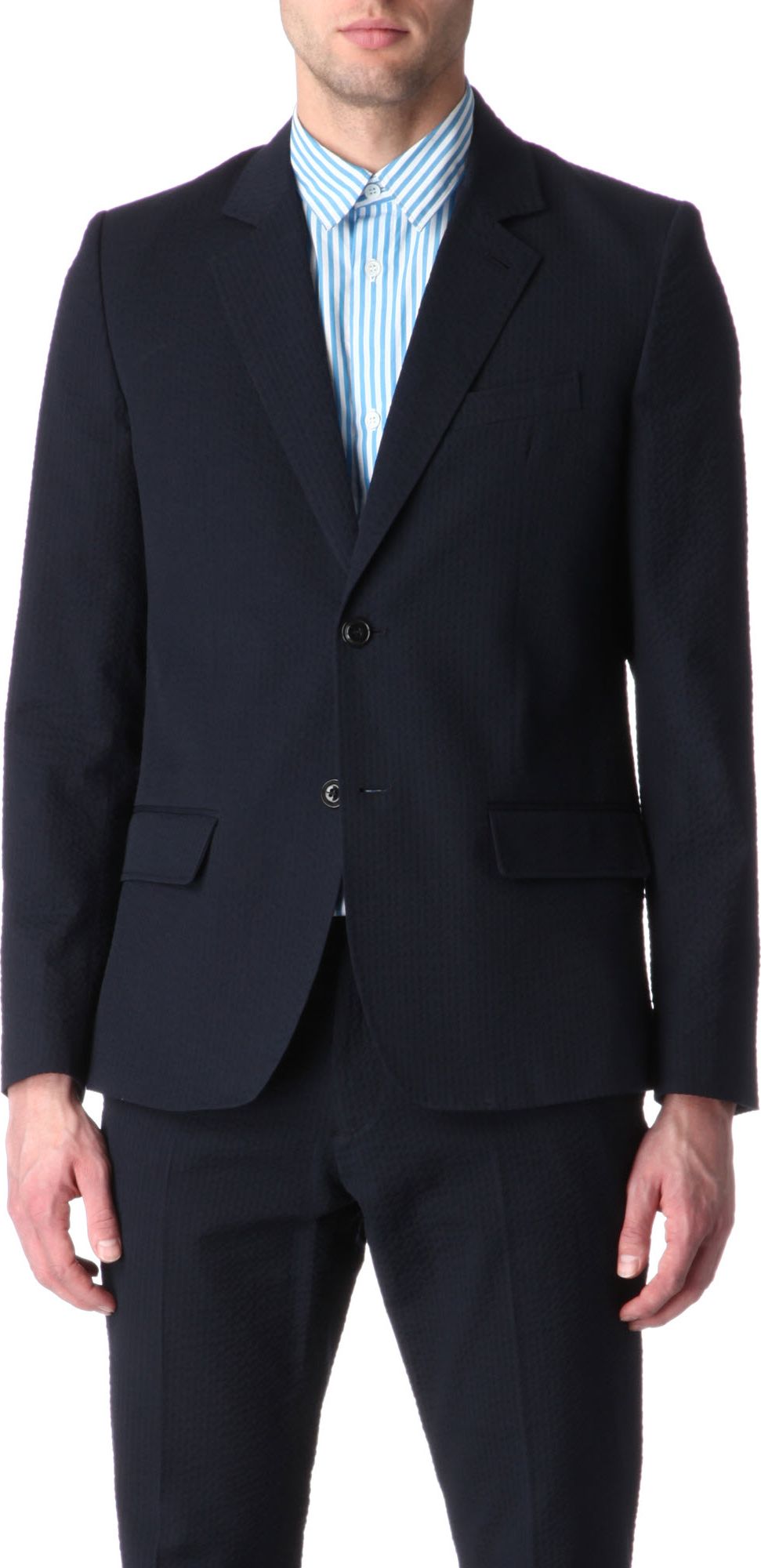 A.P.C. Seersucker Suit Jacket in Navy (Blue) for Men Lyst