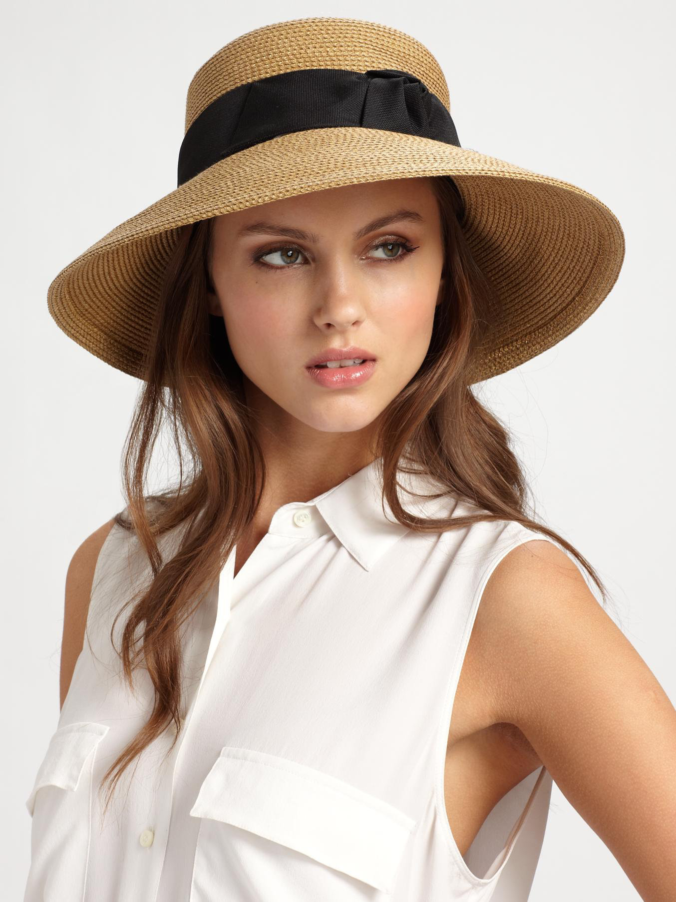 Eric Javits Lantern Sun Hat in Natural-Black (Natural) - Lyst