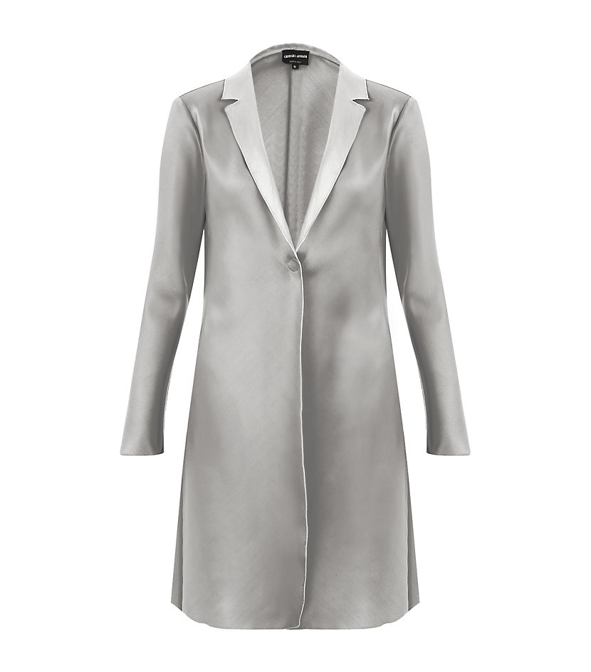 silver evening coat