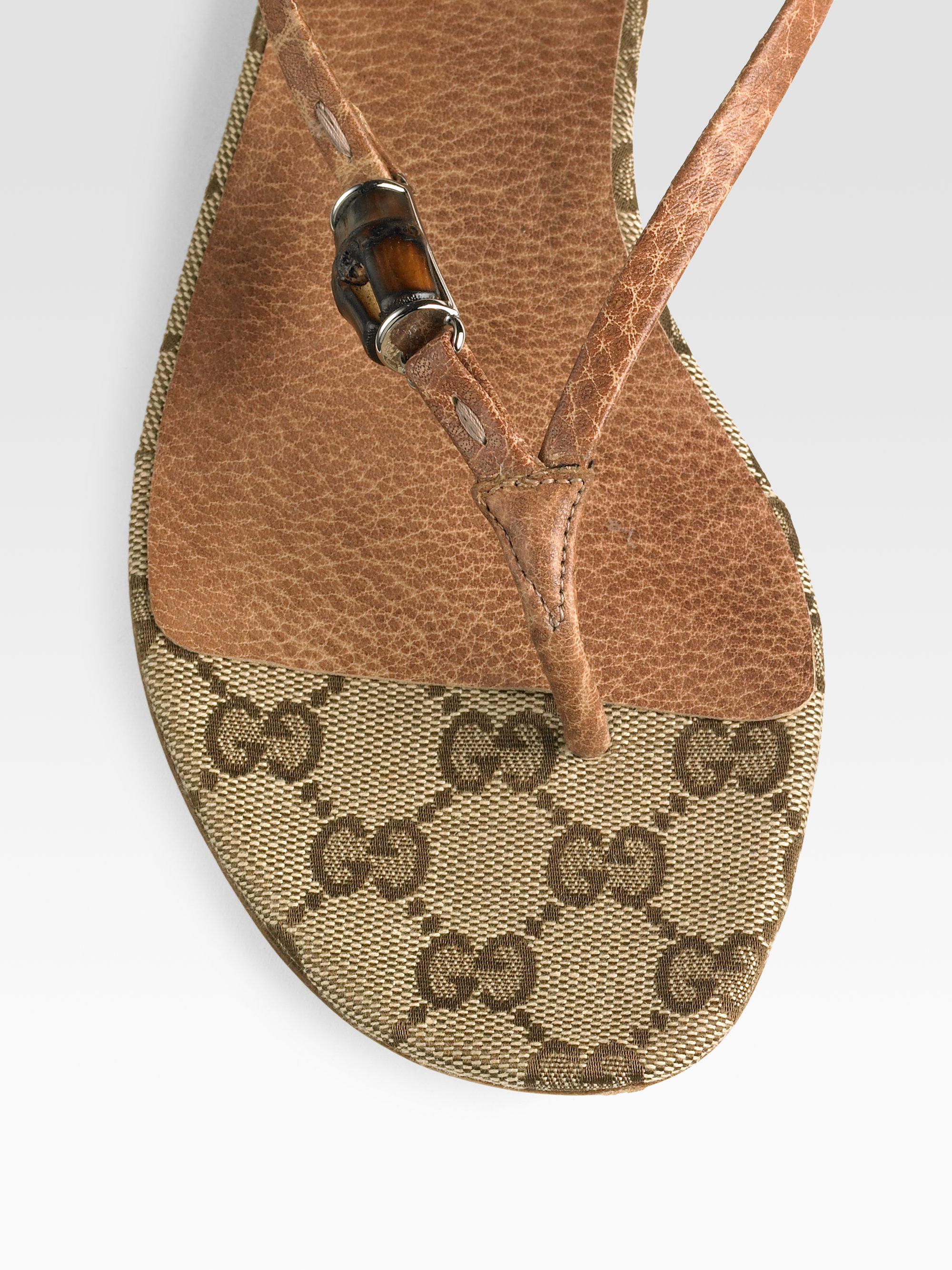 Gucci Bamboo Icon Thong Sandals in Light Brown (Brown) Lyst