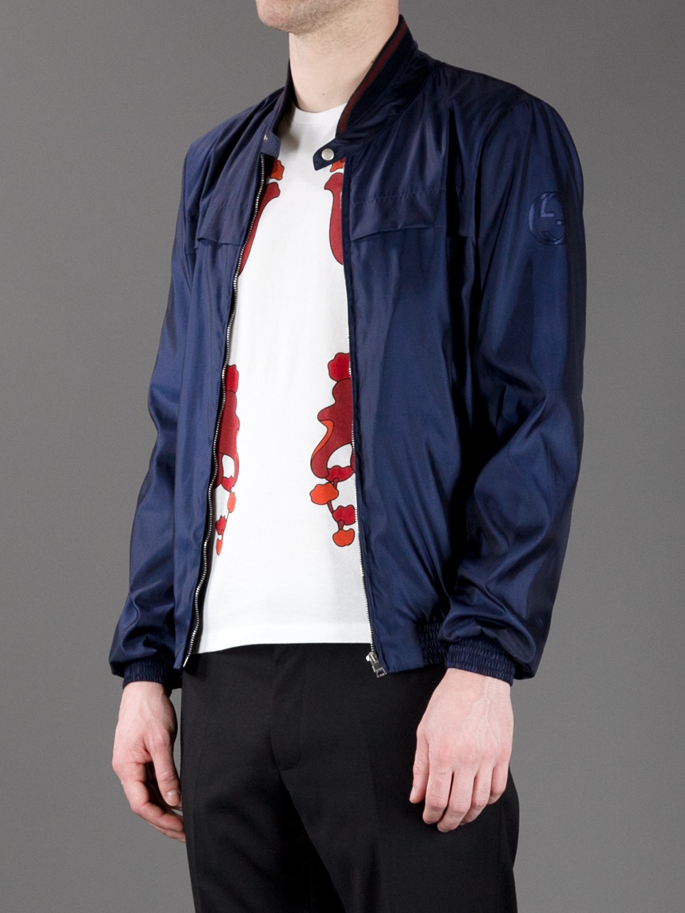 Gucci Bomber Jacket in Navy (Blue) for Men - Lyst