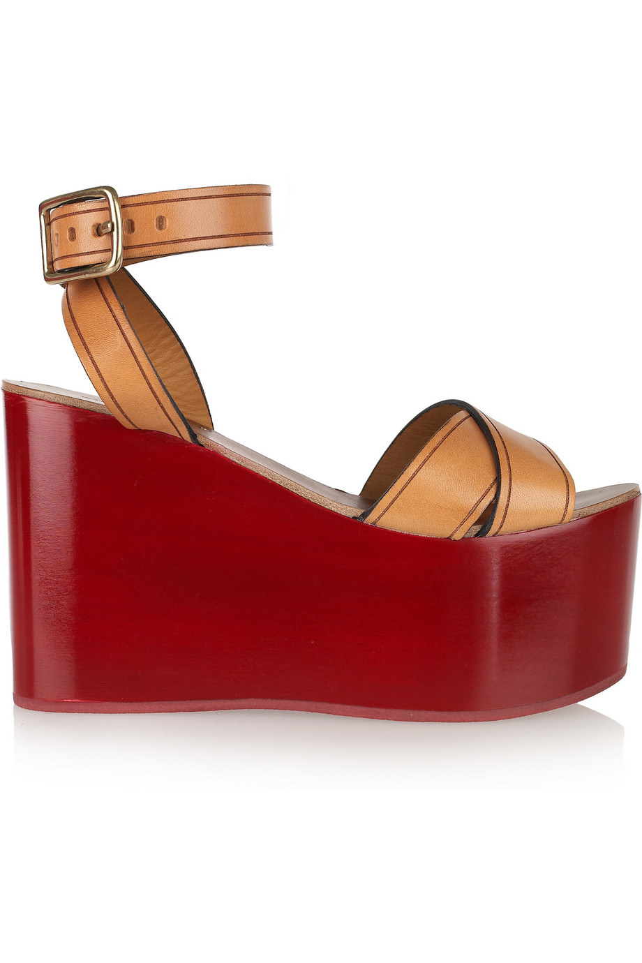 Lyst - Isabel Marant Zora Leather Lacquered-wedge Sandals in Red