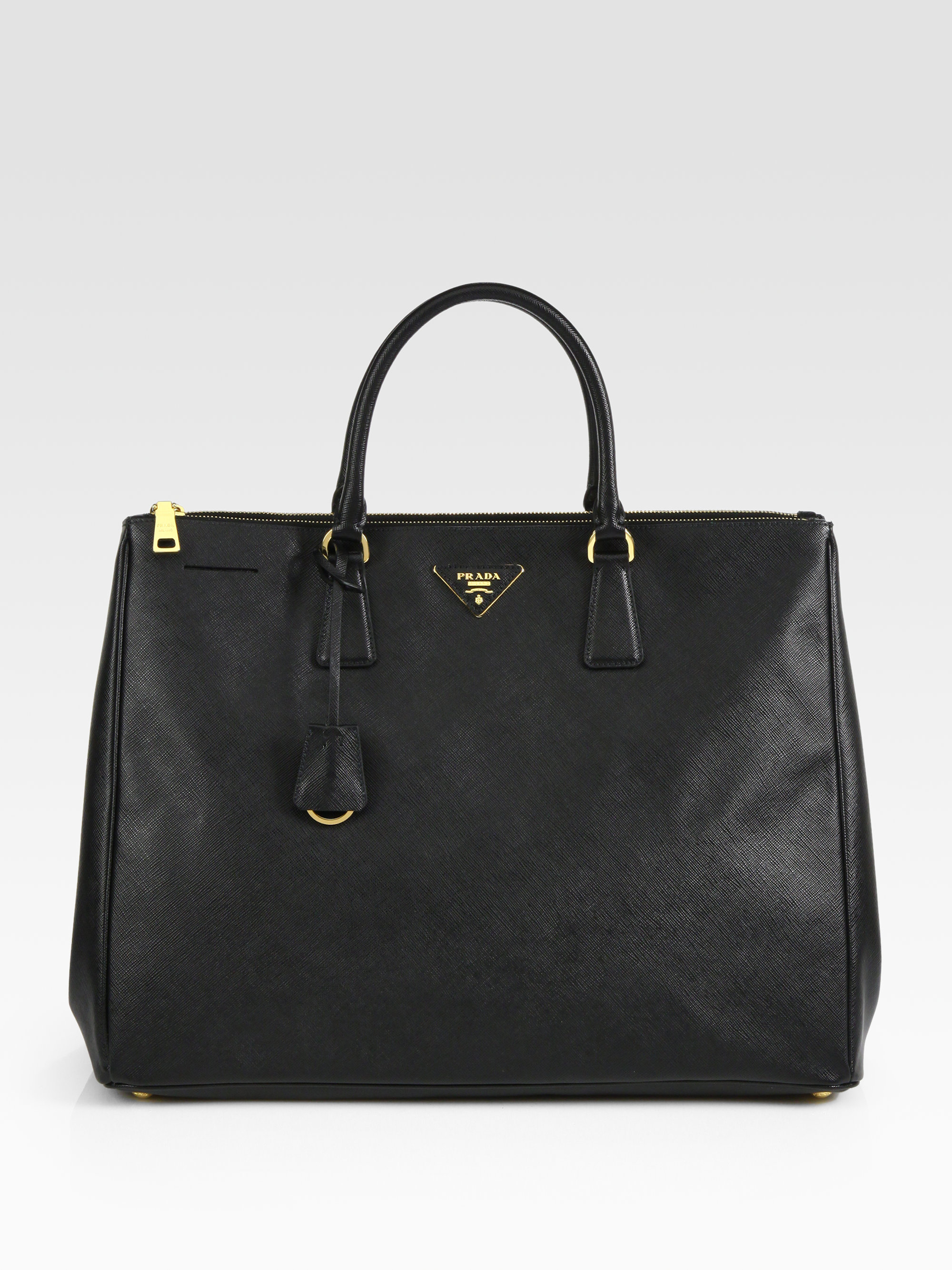 Prada Leather Large Saffiano Tophandle Bag in Black Lyst