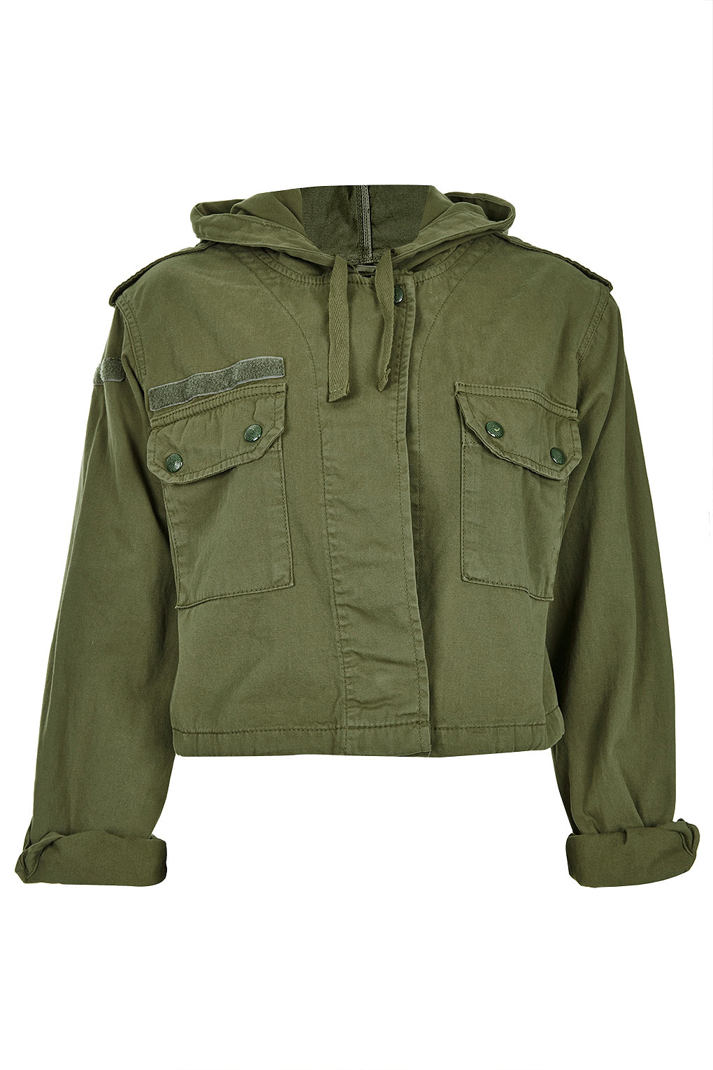 Lyst Hooded Crop Army Jacket in Natural