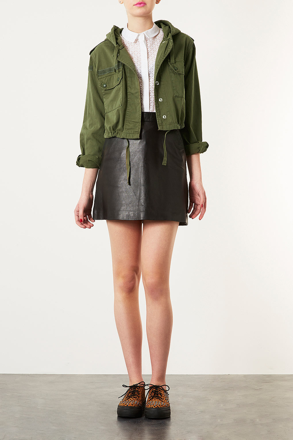 Lyst Hooded Crop Army Jacket in Natural