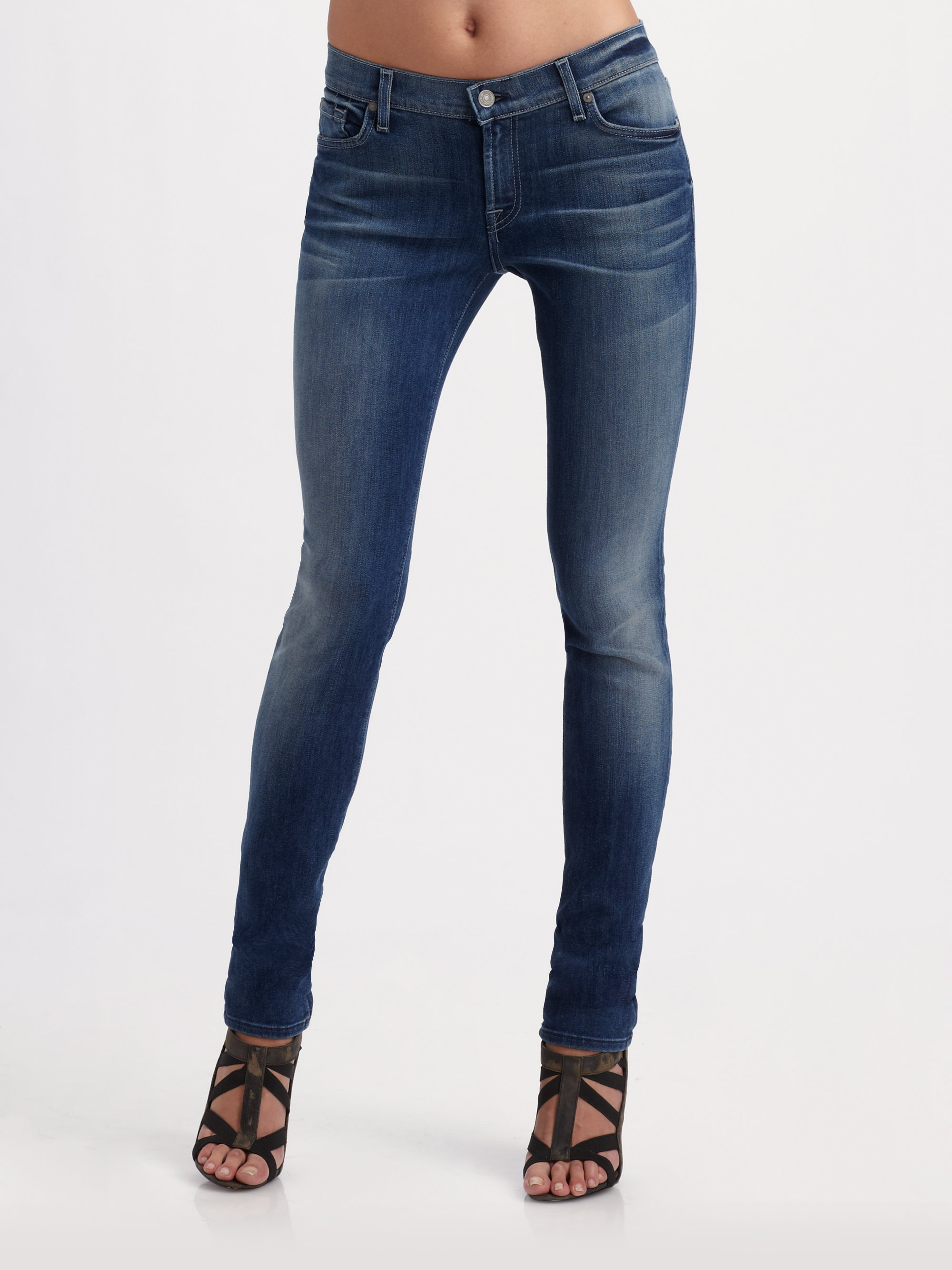 7 For All Mankind Roxanne Skinny Jeans in Blue | Lyst